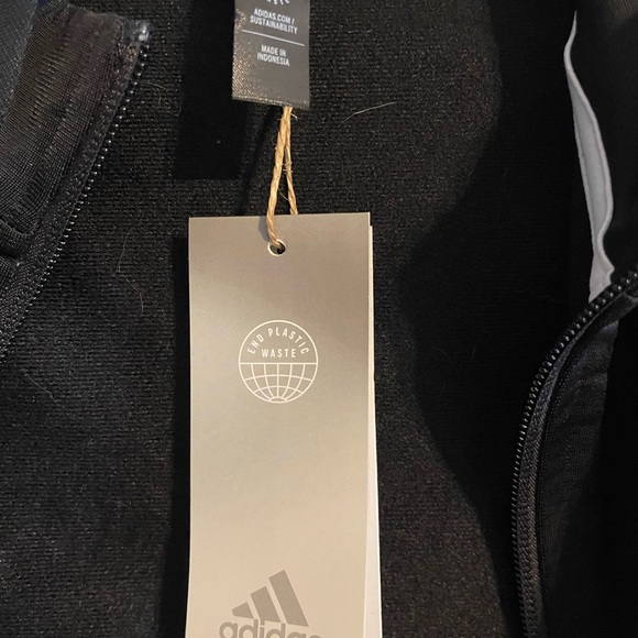 Adidas Black Track Jacket with White Stripes - Picture 2 of 6